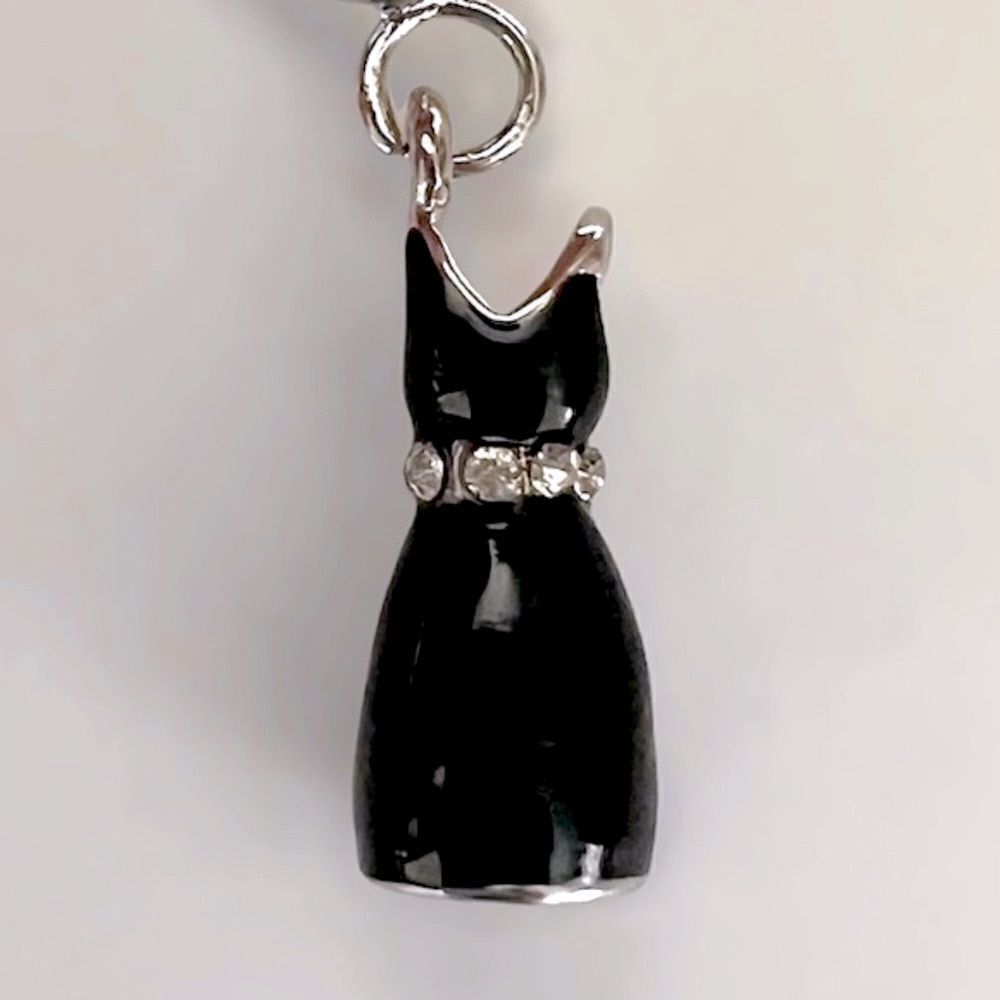 2/$18 Silver Little Black Dress Rhinestone Charm